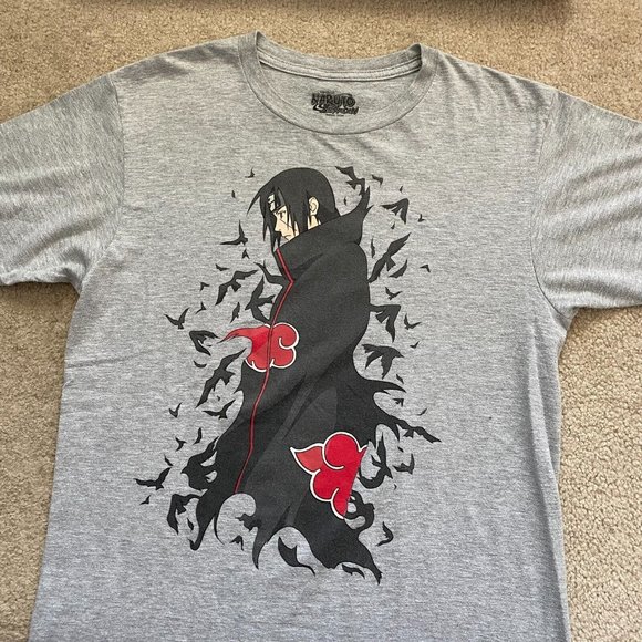 Naruto 20th Anniversary M Itachi Uchiha Crow Swarm Anime Manga Graphic T-Shirt - Picture 2 of 12